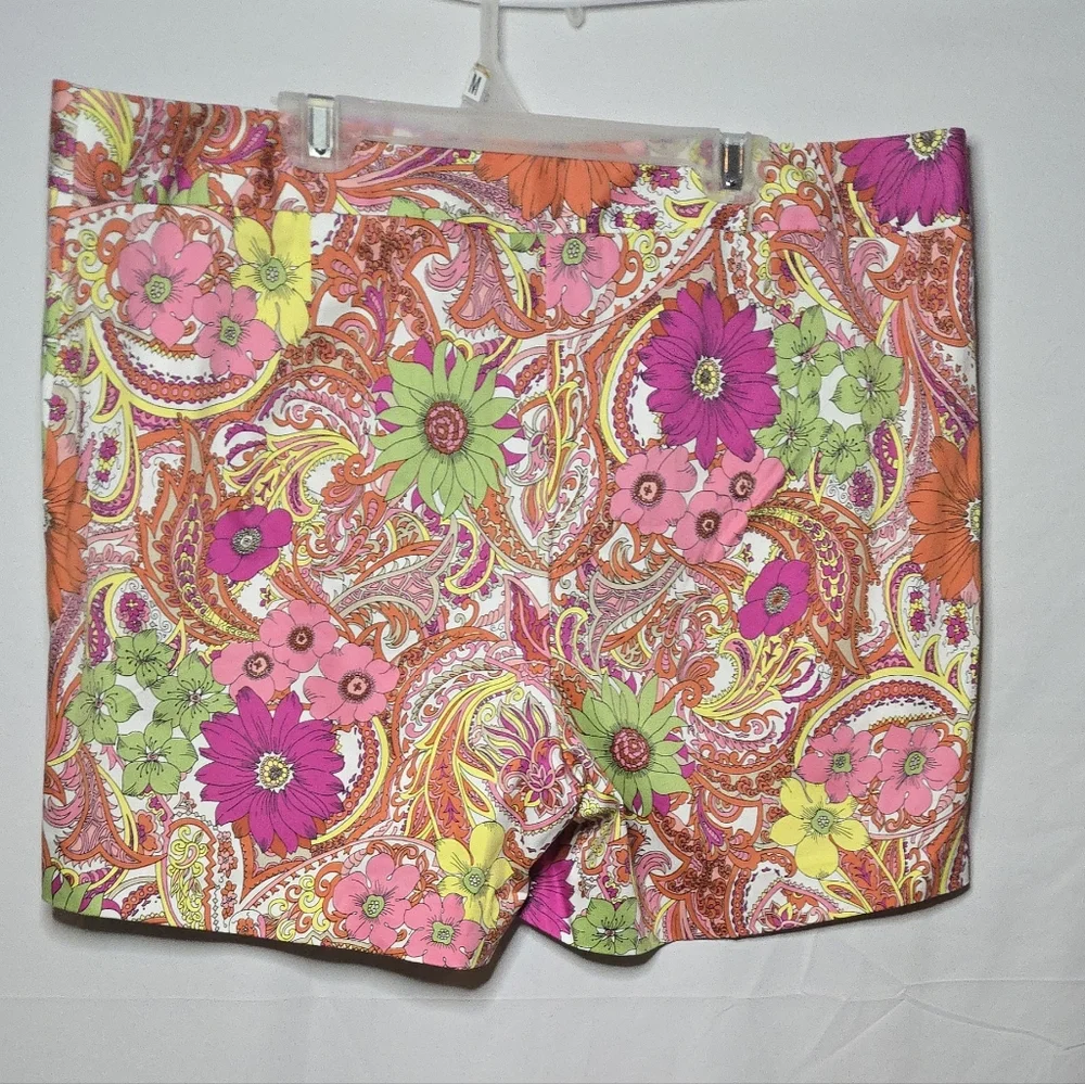NWT Talbots Boardwalk Floral Paisley Print Women's 14 Shorts Bright Multi-Color - Picture 6 of 6